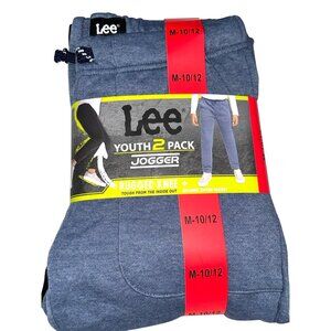 Lee Youth 2 Pack Jogger Pants With Rugged Knees & Zipper Pockets M 10/12 60% Cot
